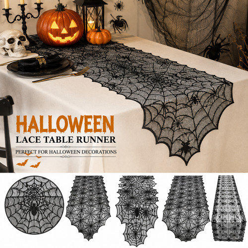 Halloween black lace spider - lace,